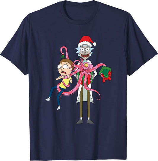 Rick and Morty Christmas, Merry Rickmas Gift Morty T-Shirt - T-Shirt | Navy