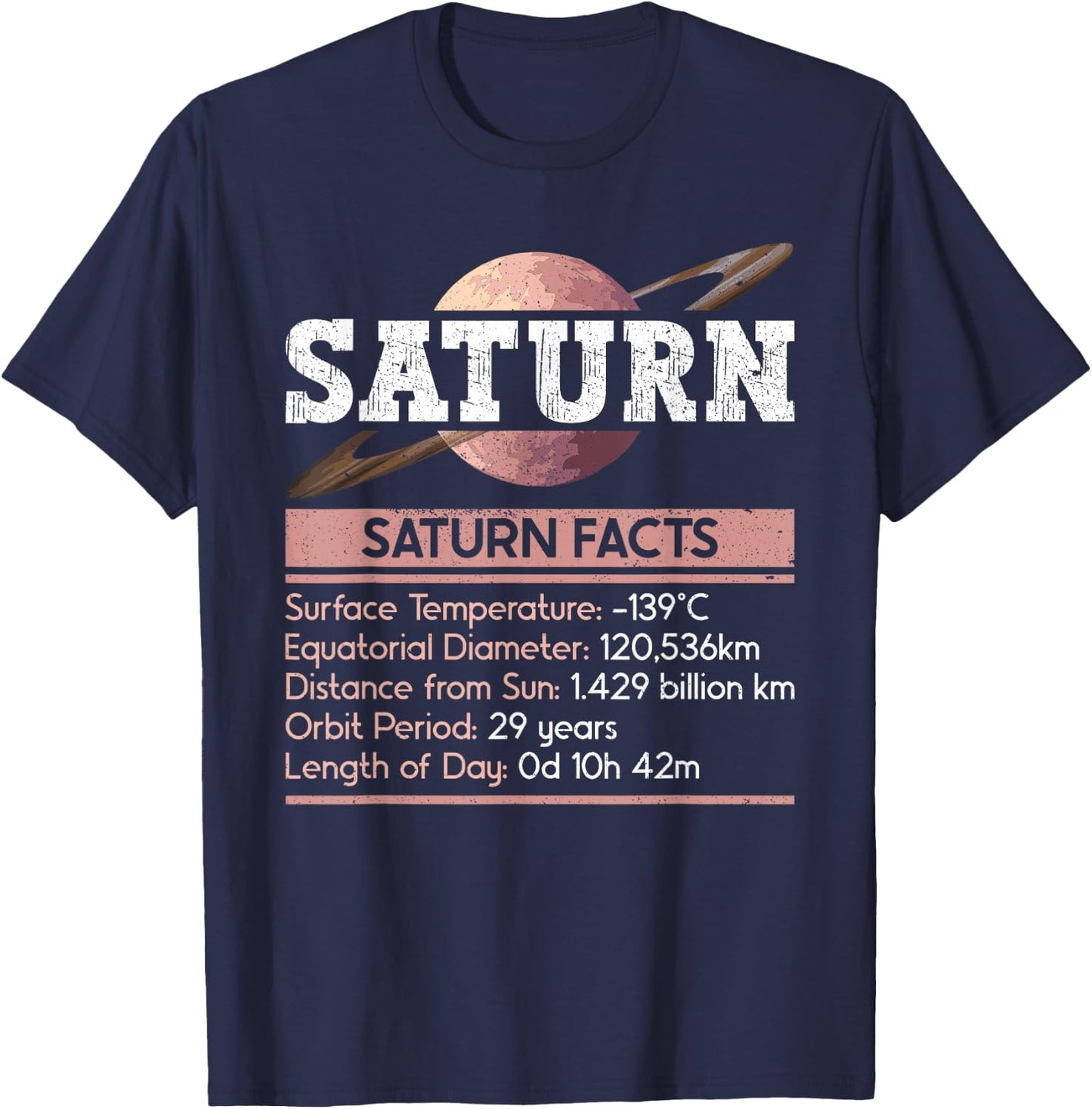 Saturn Facts - Space Saturn Planet T-Shirt - T-Shirt | Navy