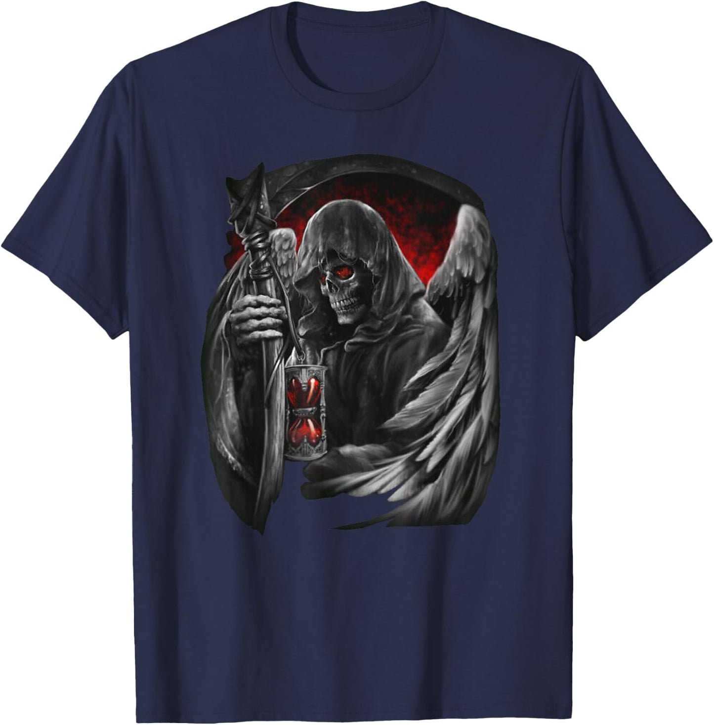 Funny Hourglass Grim Reaper Skull Cool Gothic Death Lover T-Shirt - T-Shirt | Navy