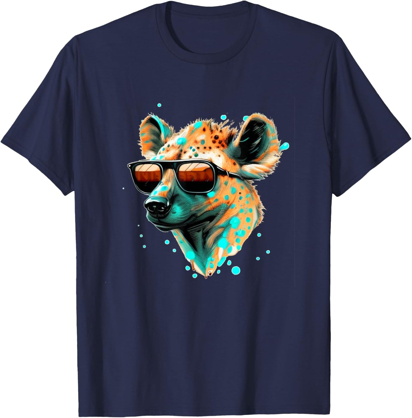 Funny looking Hyena Face with Sunglasses T-Shirt - T-Shirt | Navy