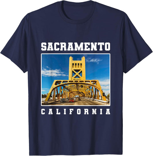 Tower Bridge Sacramento Skyline California Souvenir T-Shirt - T-Shirt | Navy