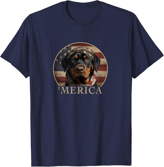 Rottie Dog Mom Dad, 'Merica Rottweiler T-Shirt - T-Shirt | Navy