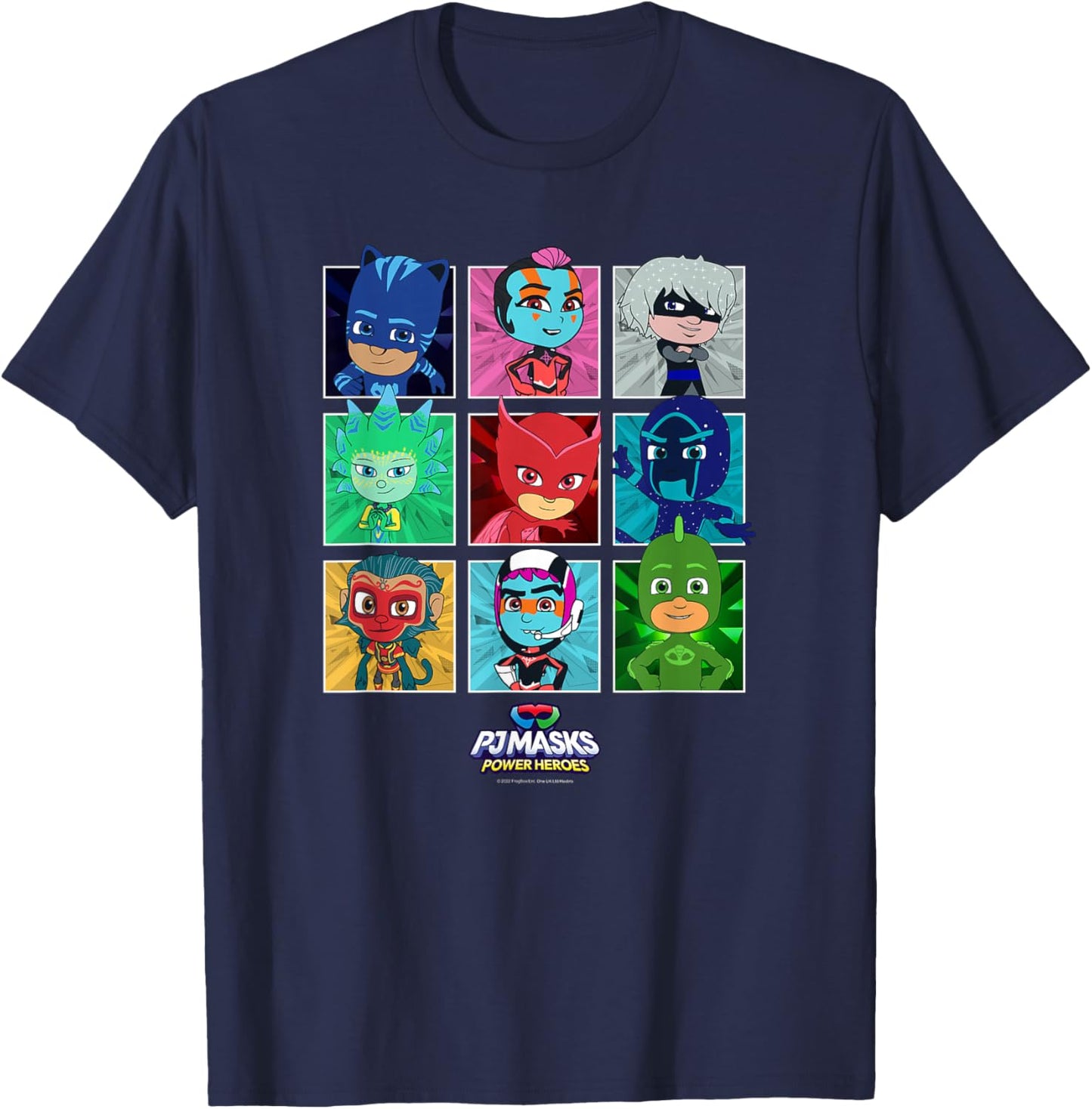 PJ Masks Group Shot Panel Characters Boxed Up T-Shirt - T-Shirt | Navy