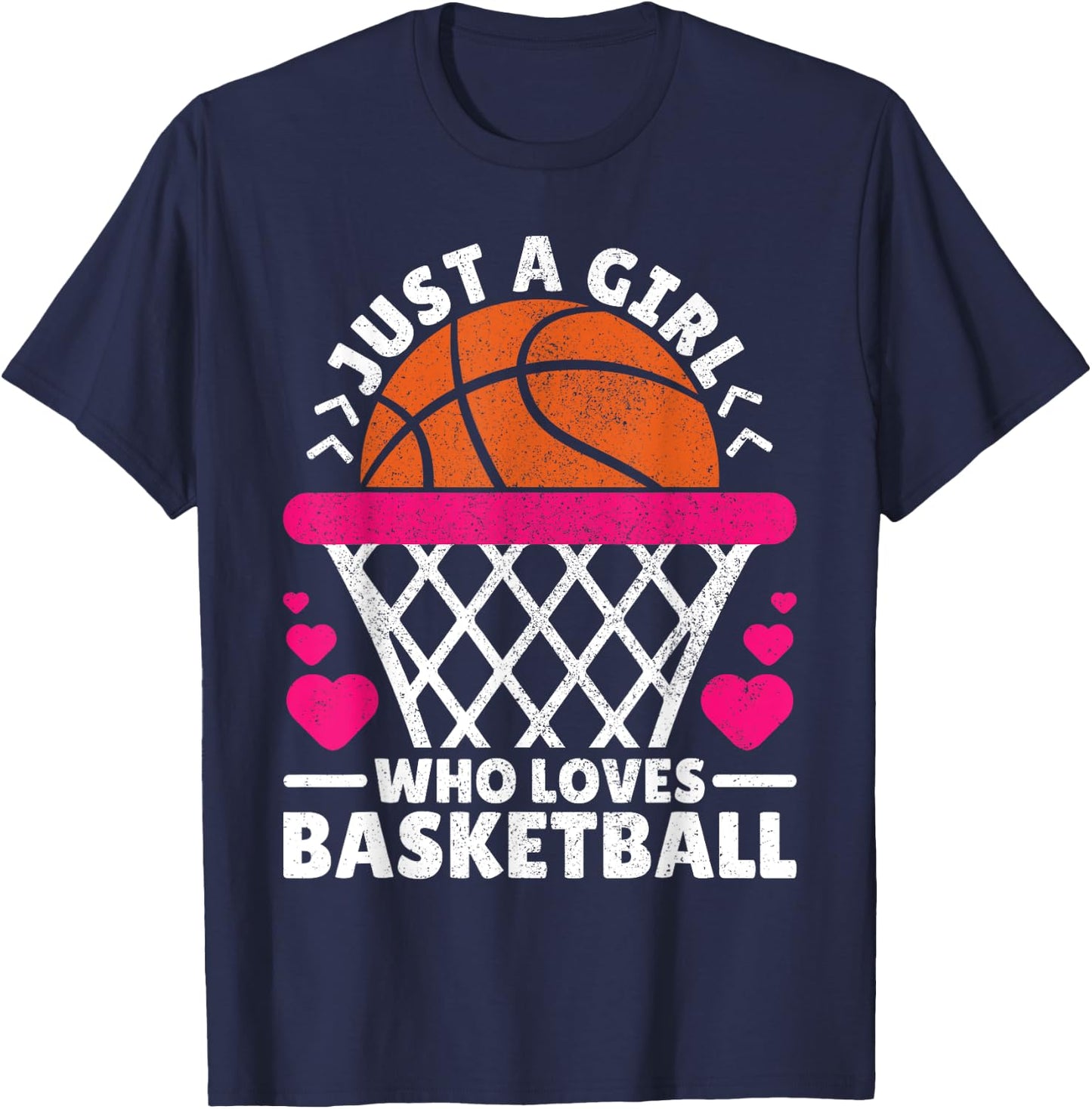 Women Basketball Player Just A Girl Who Loves Basketball T-Shirt - T-Shirt | Navy