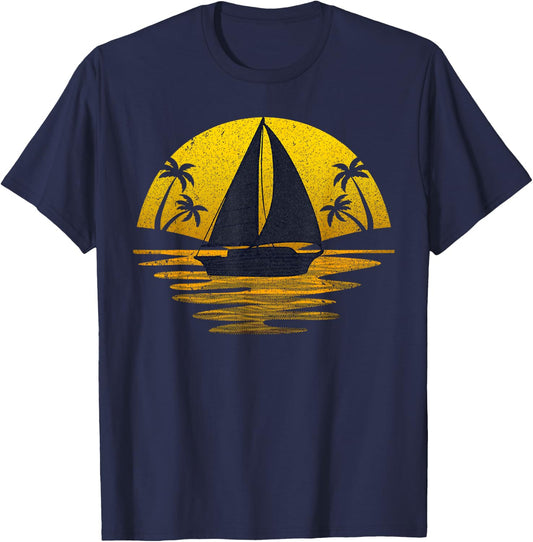 Cute Sailing Design Women Sailboat Sail Sailing Ship T-Shirt - T-Shirt | Navy