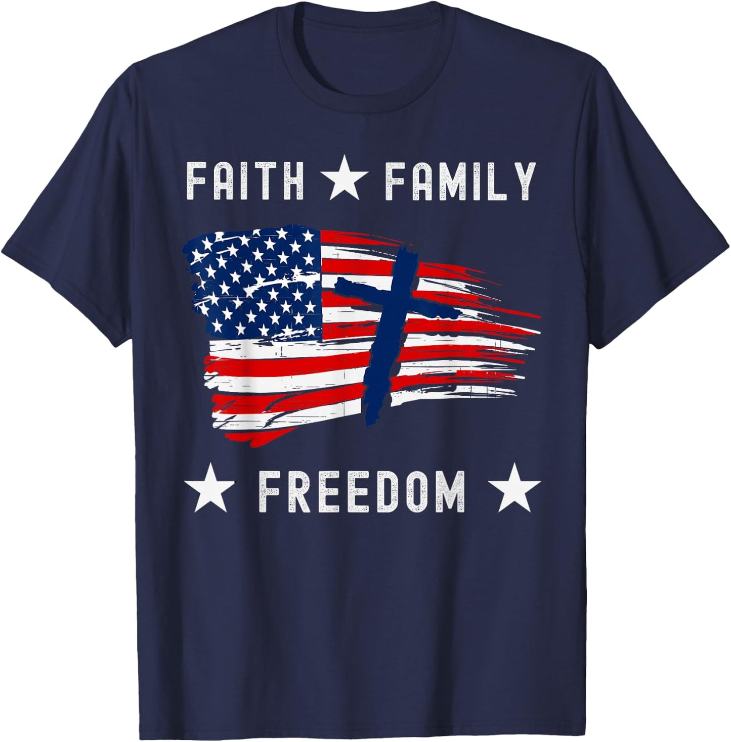 Faith Family Freedom America Patriotic Christian T-Shirt - T-Shirt | Navy