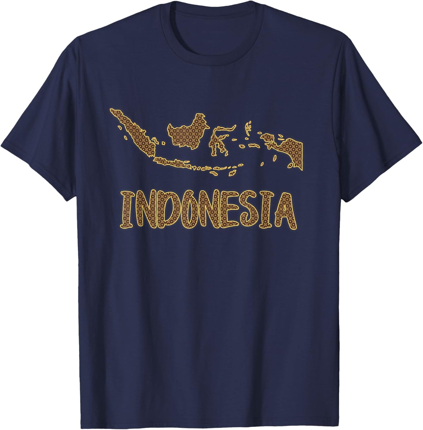 Indonesia Map filled with Traditional Indonesian Batik T-Shirt - T-Shirt | Navy