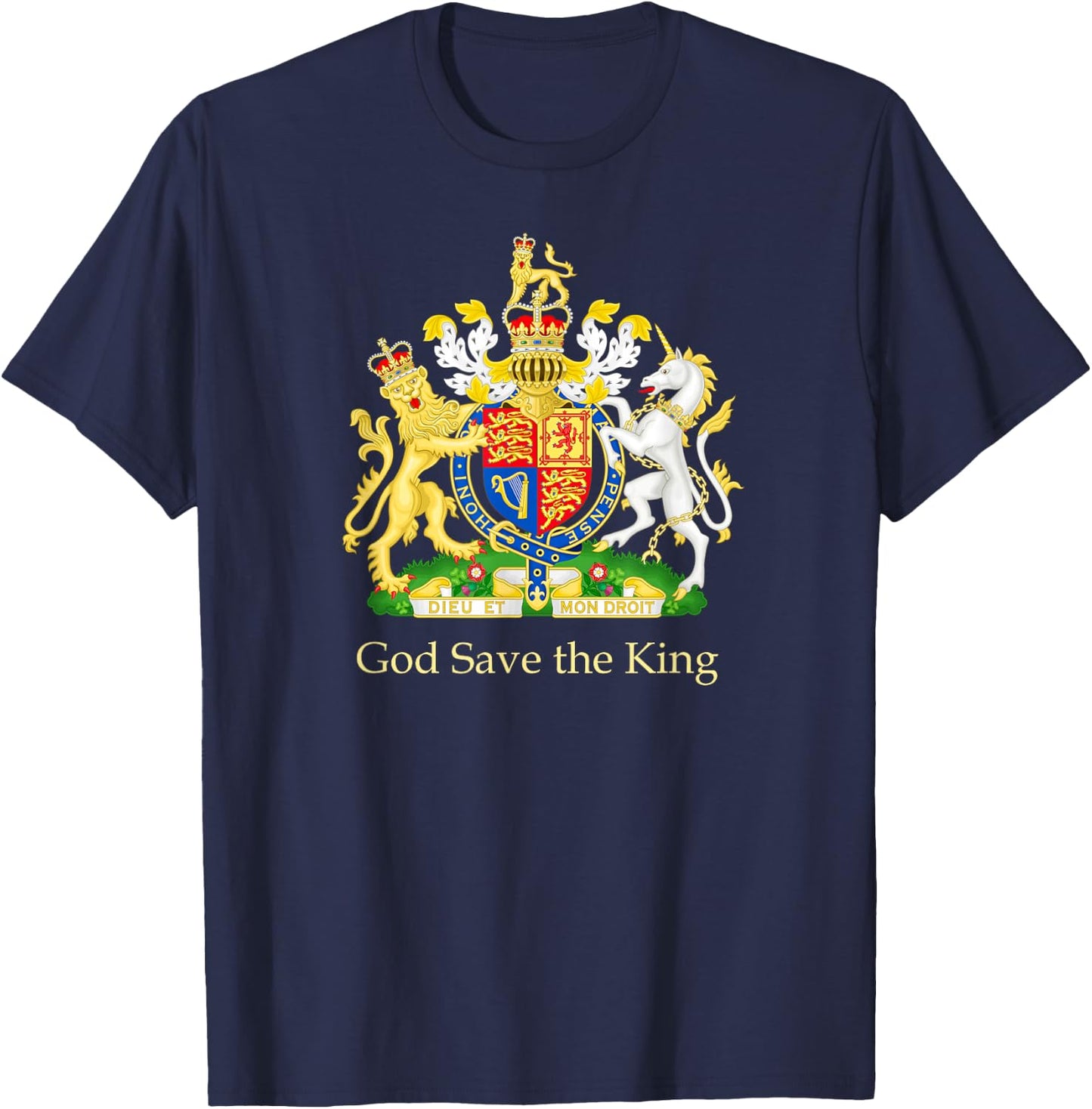 God Save the King Royal Coat of Arms Emblem Men Women T-Shirt - T-Shirt | Navy