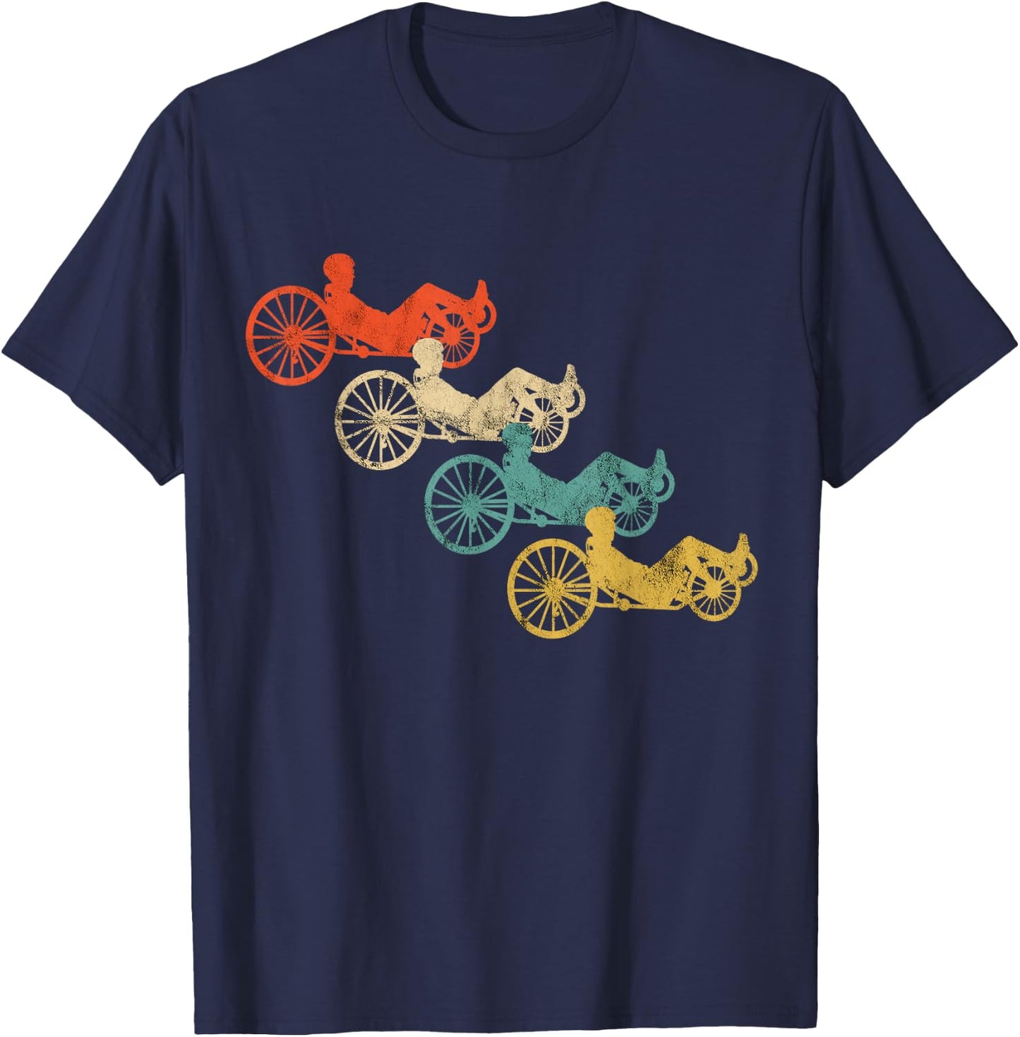 Retro Vintage Recumbent Bike Cyclist Recumbent Trike Cycling T-Shirt - T-Shirt | Navy