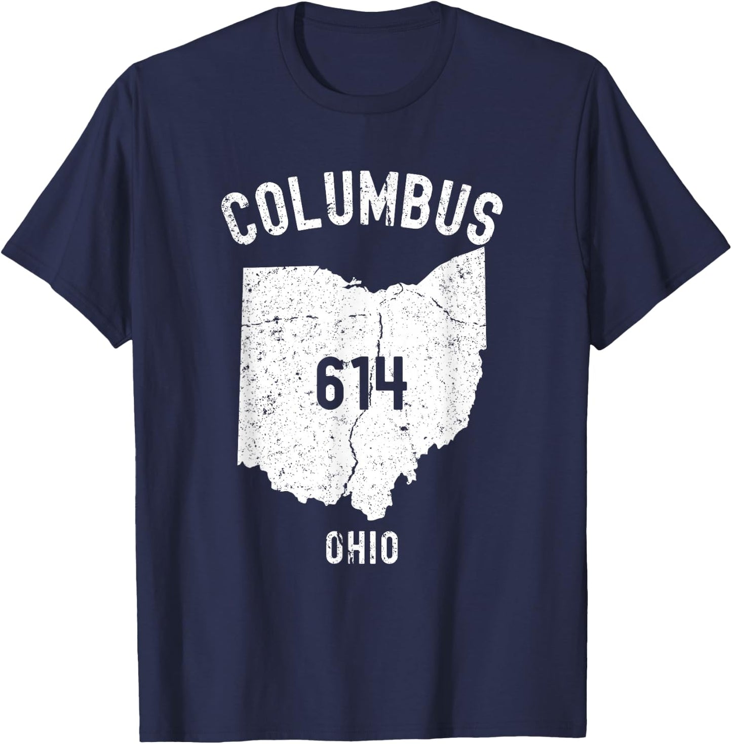 Columbus Ohio OH 614 Vintage Athletic Style T-Shirt - T-Shirt | Navy