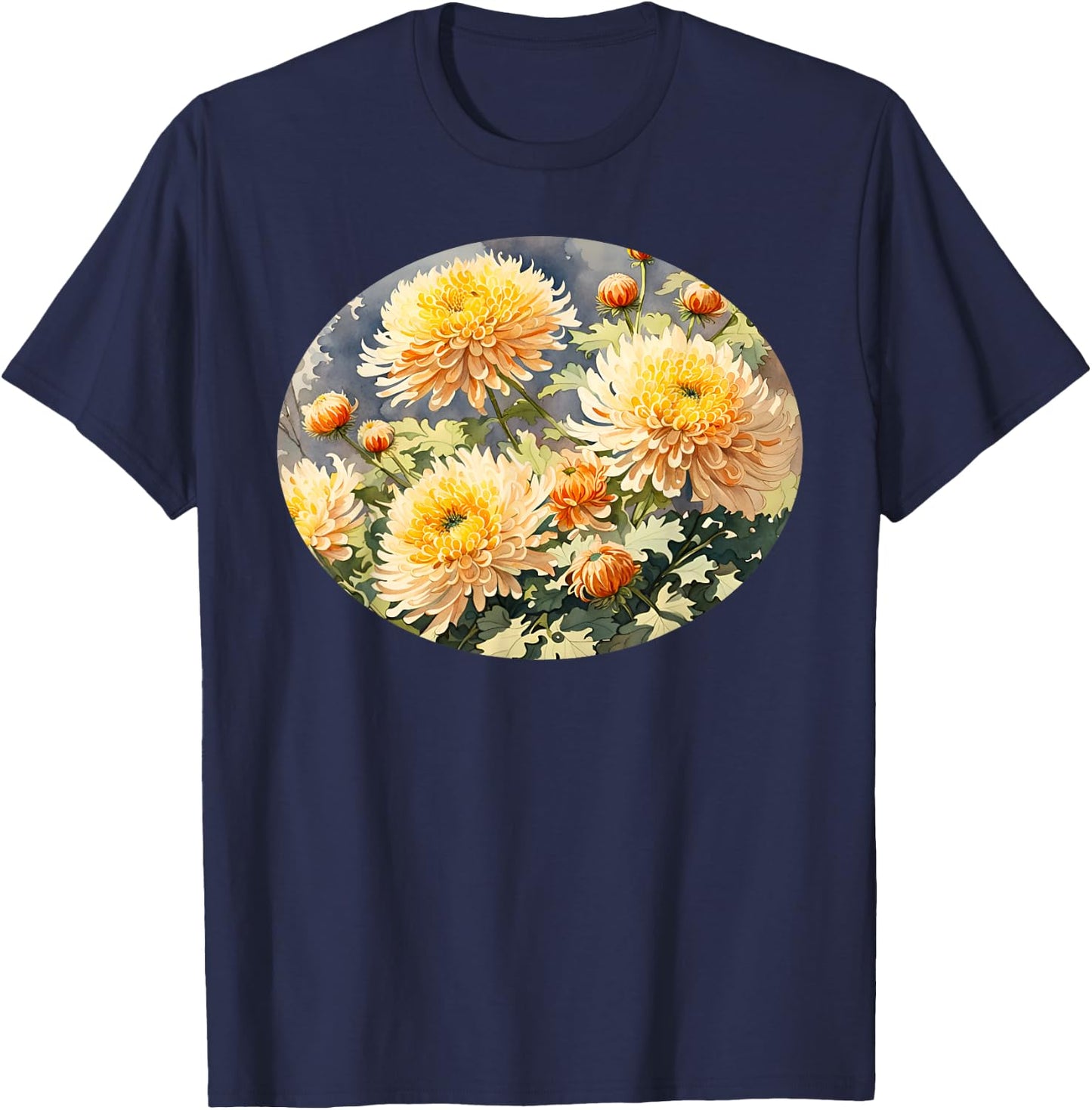 Beautiful Yellow Chrysanthemums T-Shirt - T-Shirt | Navy