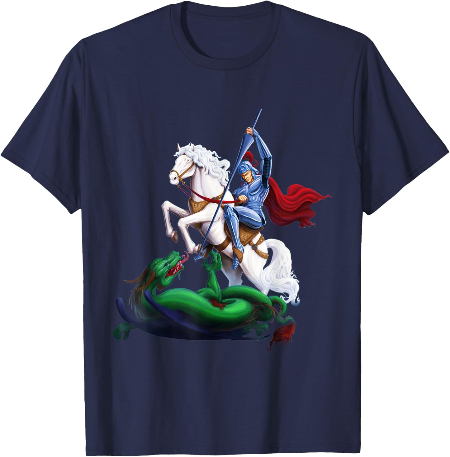 St. George and the Dragon England Catholic Saints Pray T-Shirt - T-Shirt | Navy