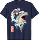 Retro Japanese Samurai Raccoon Shark Trash Vintage Kanagawa T-Shirt - T-Shirt | Navy