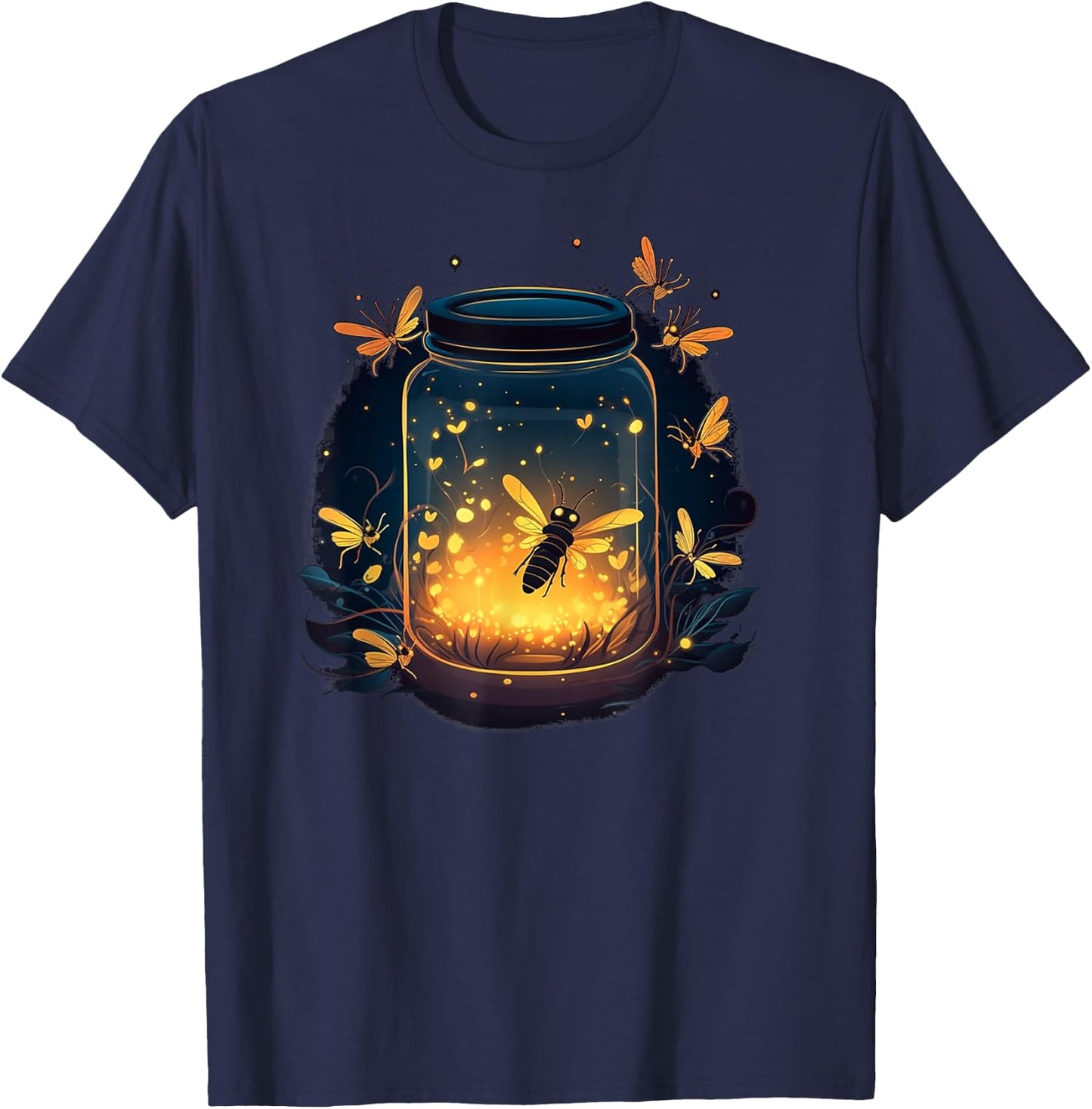 Glowing Fireflies in Jar T-Shirt - T-Shirt | Navy