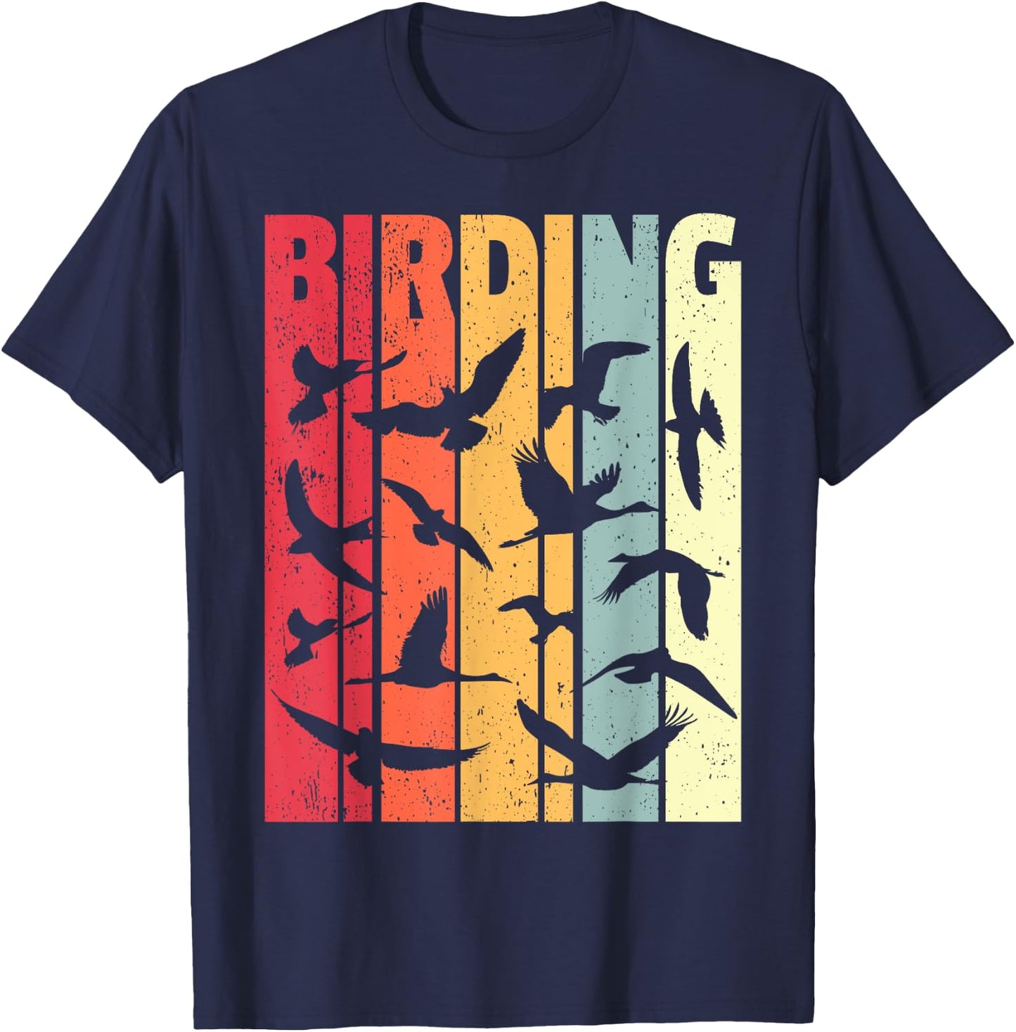 Birding Retro Birdwatcher Birder T-Shirt - T-Shirt | Navy