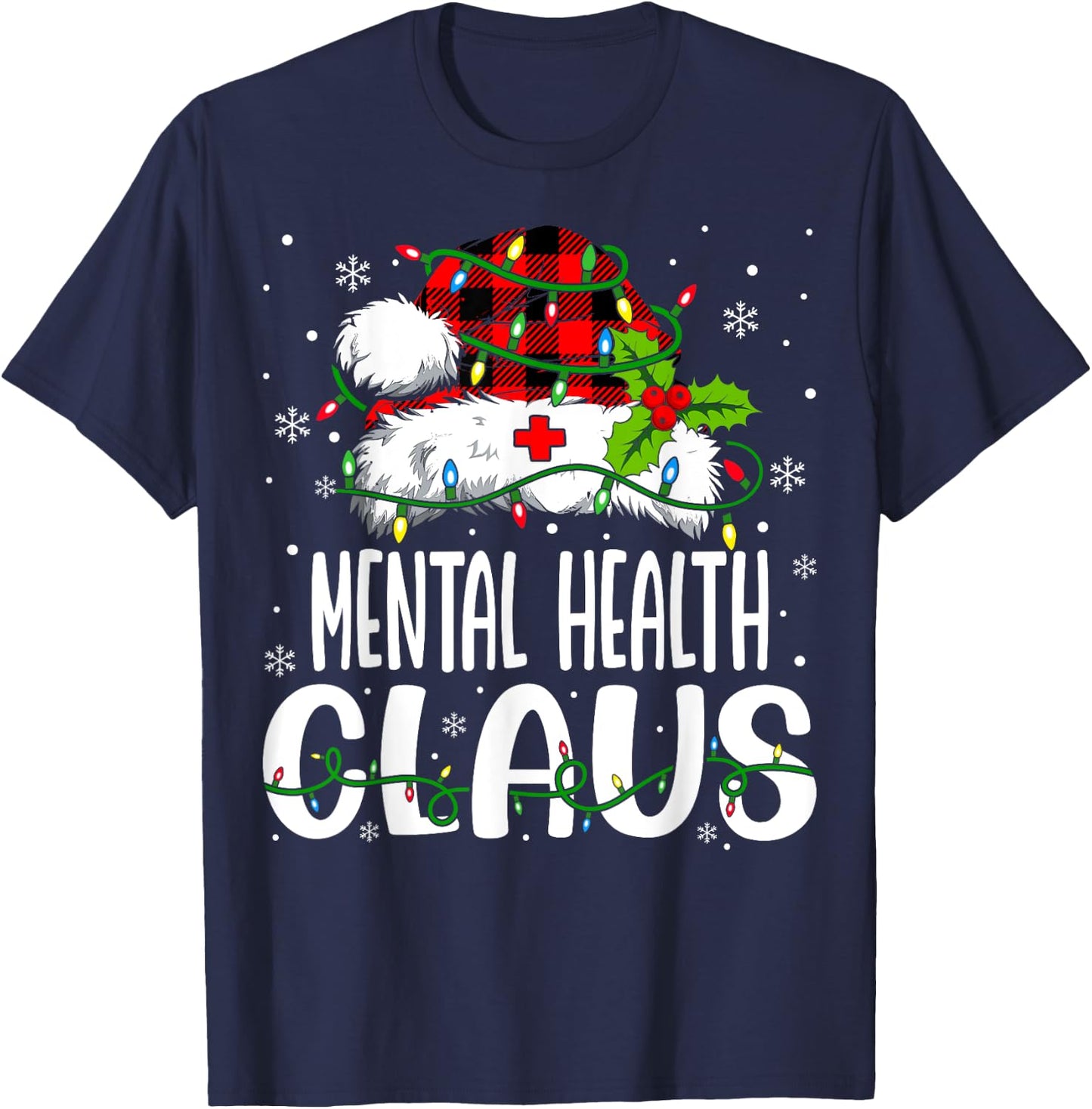 Mental Health Santa Claus Funny Christmas Nursing T-Shirt - T-Shirt | Navy