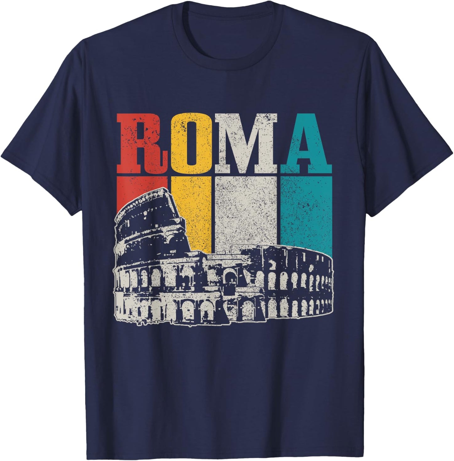 Rom Italy Roma Italia Colosseum Vintage Italian T-Shirt - T-Shirt | Navy