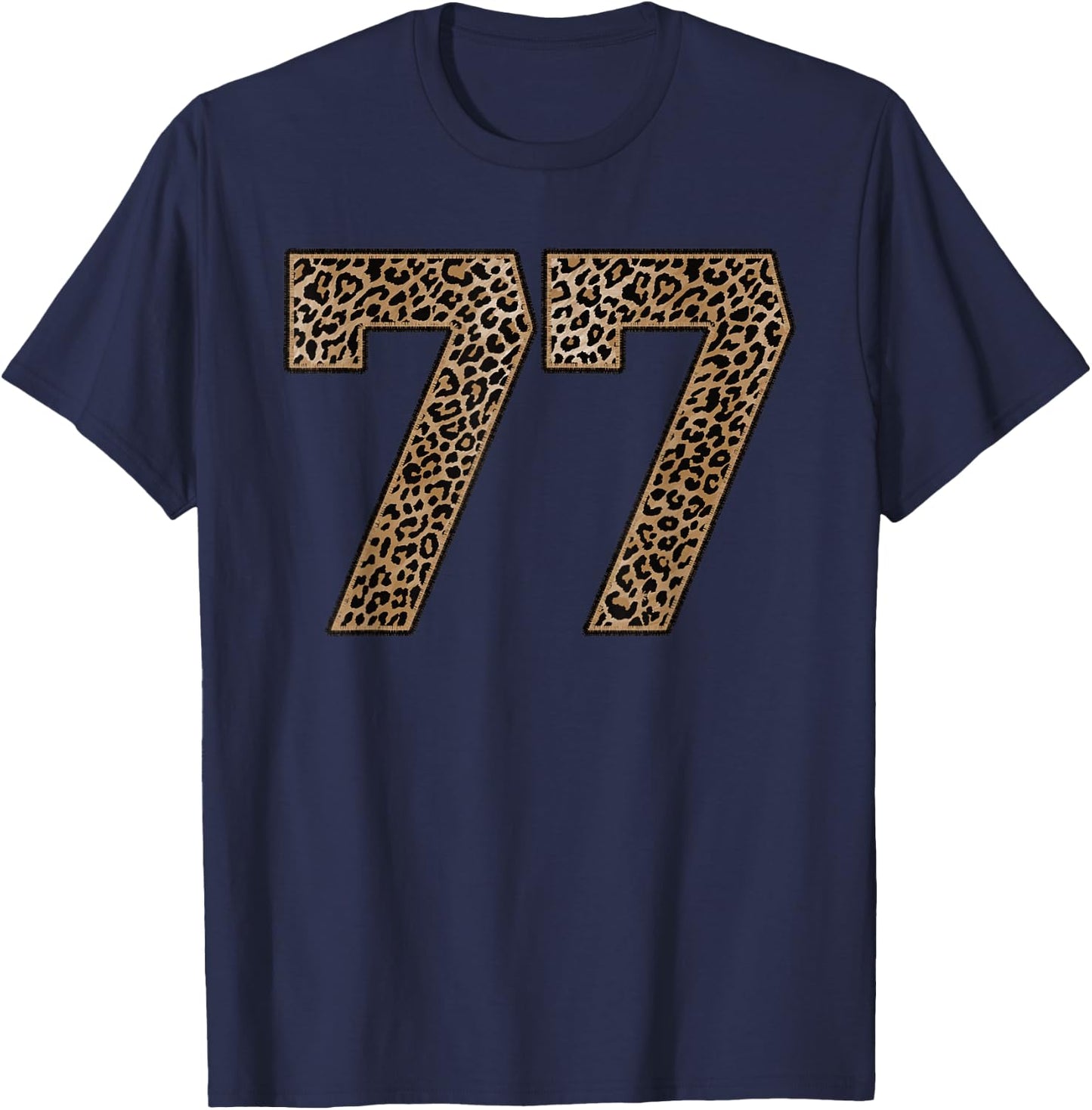 Leopard Number 77 Athlete Sports Jersey Supporter Fanwear T-Shirt - T-Shirt | Navy