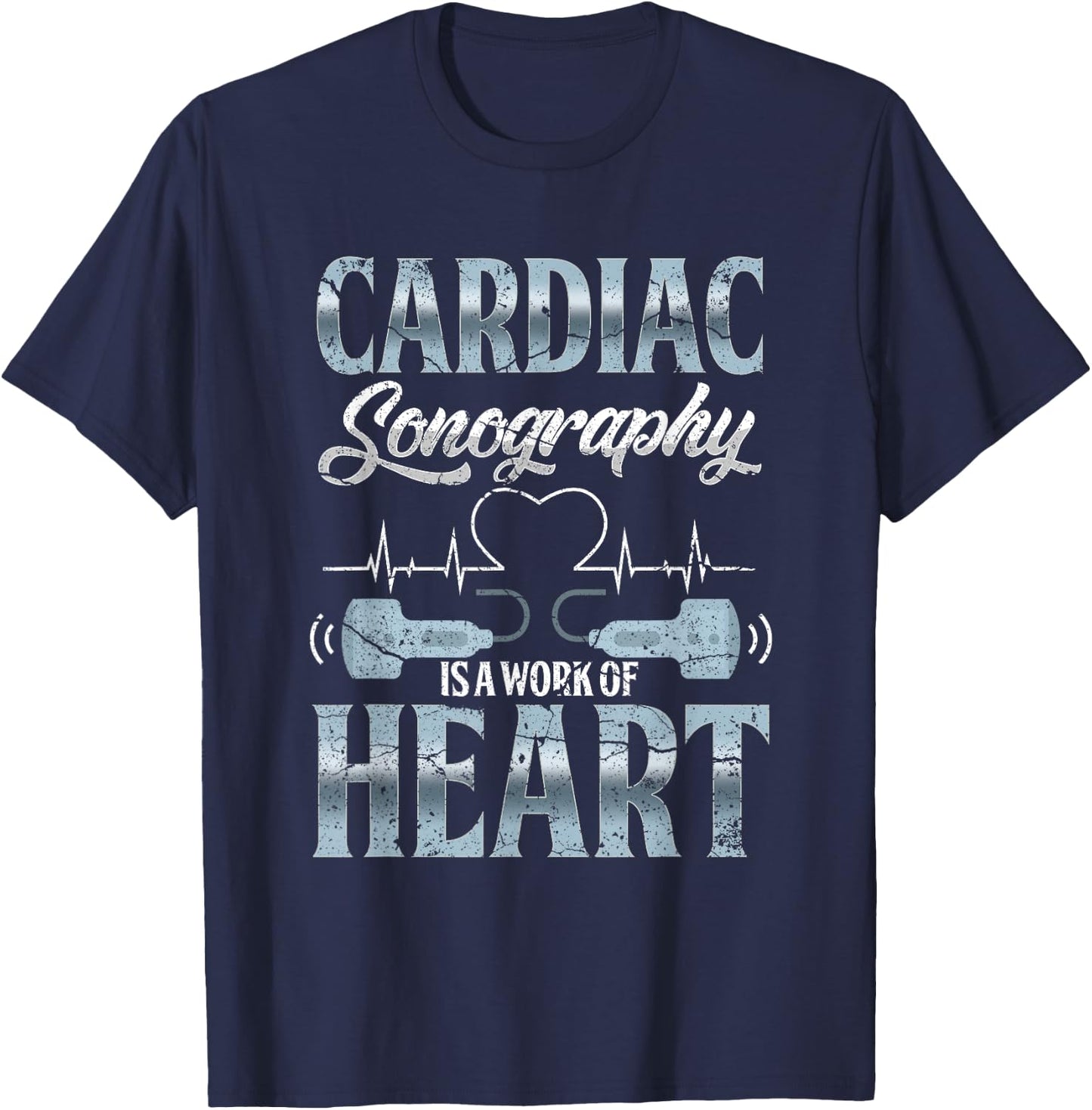 Cardiac Sonography Ultrasound Echography Medical Diagnostic T-Shirt - T-Shirt | Navy