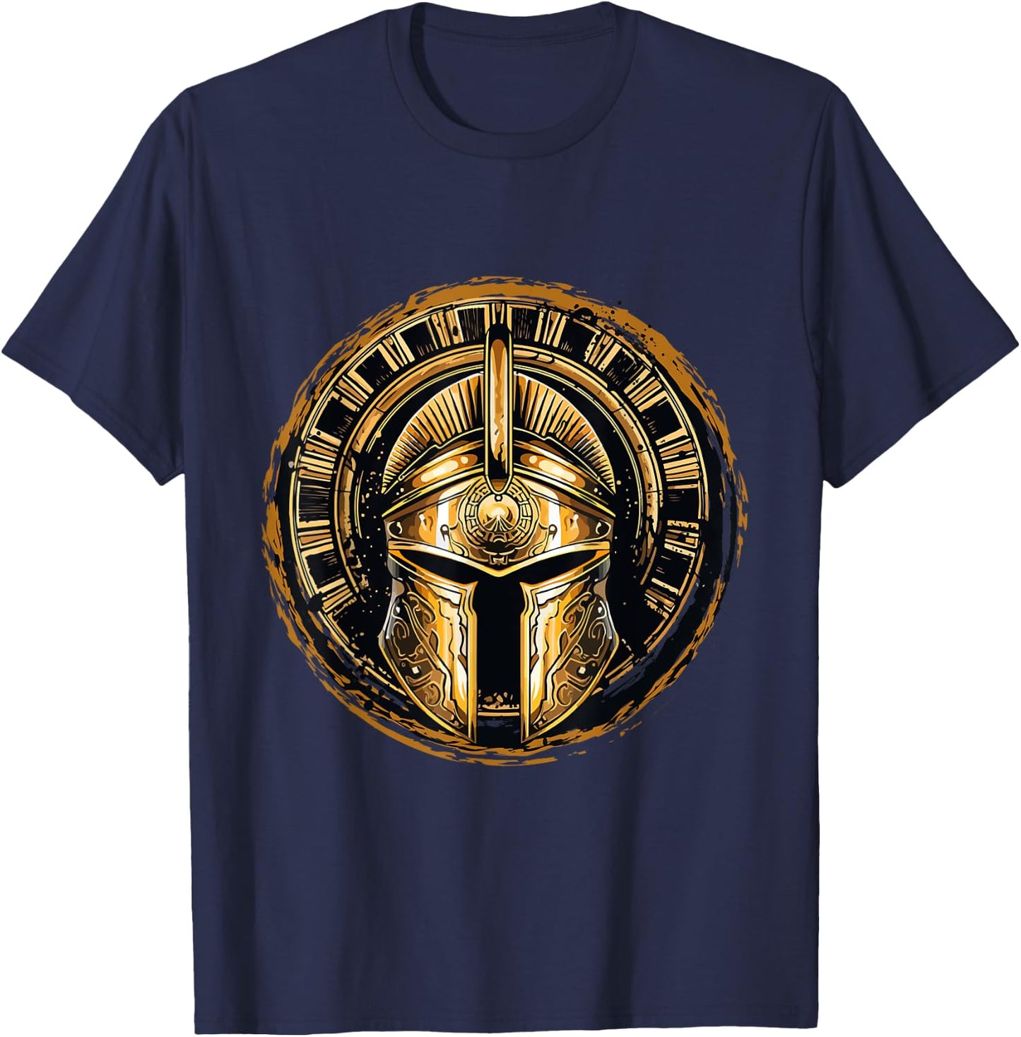 Golden Spartan Helmet | Gladiator Gym Spartans Warrior T-Shirt - T-Shirt | Navy
