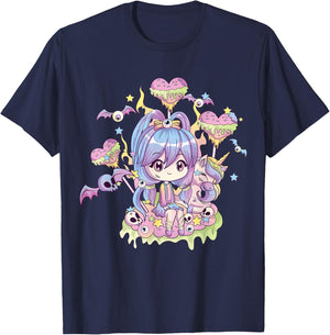 Pastel Goth Cute Creepy Girl Unicorn Kawaii Menhera Witchy T-Shirt - T-Shirt | Navy