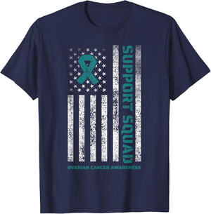 Ovarian Cancer Support Ovarian Cancer Awareness Squad T-Shirt - T-Shirt | Navy