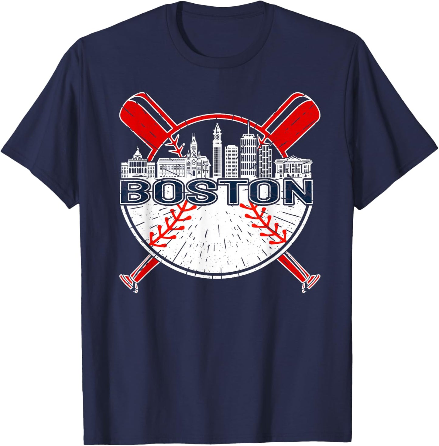 Softball Vintage Boston Baseball T-Shirt - T-Shirt | Navy