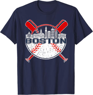 Softball Vintage Boston Baseball T-Shirt - T-Shirt | Navy