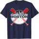 Softball Vintage Boston Baseball T-Shirt - T-Shirt | Navy
