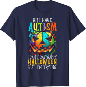 Autism Halloween Puzzle Trick Or Treat Autism Awareness T-Shirt - T-Shirt | Navy