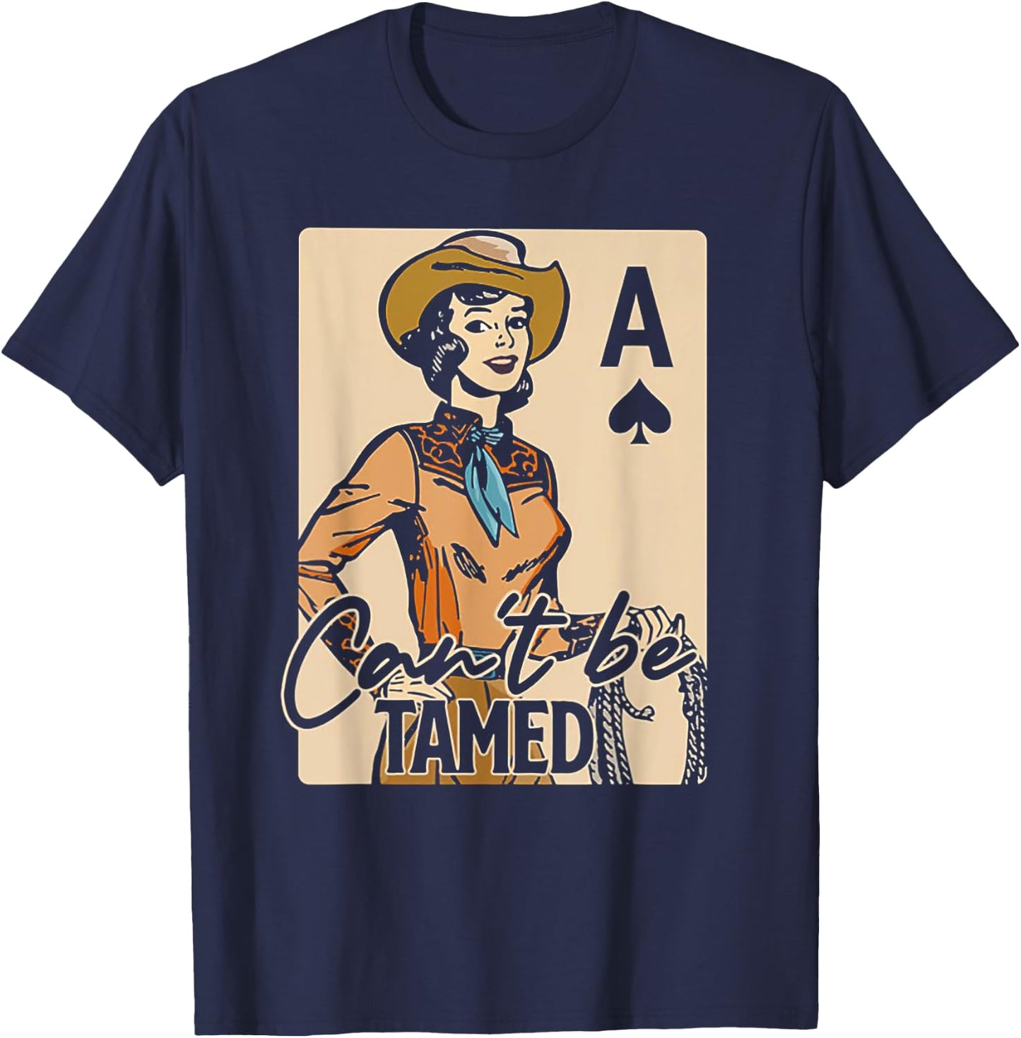Retro Cowgirl Card Can't Be Tamed Western Country Midwest T-Shirt - T-Shirt | Navy