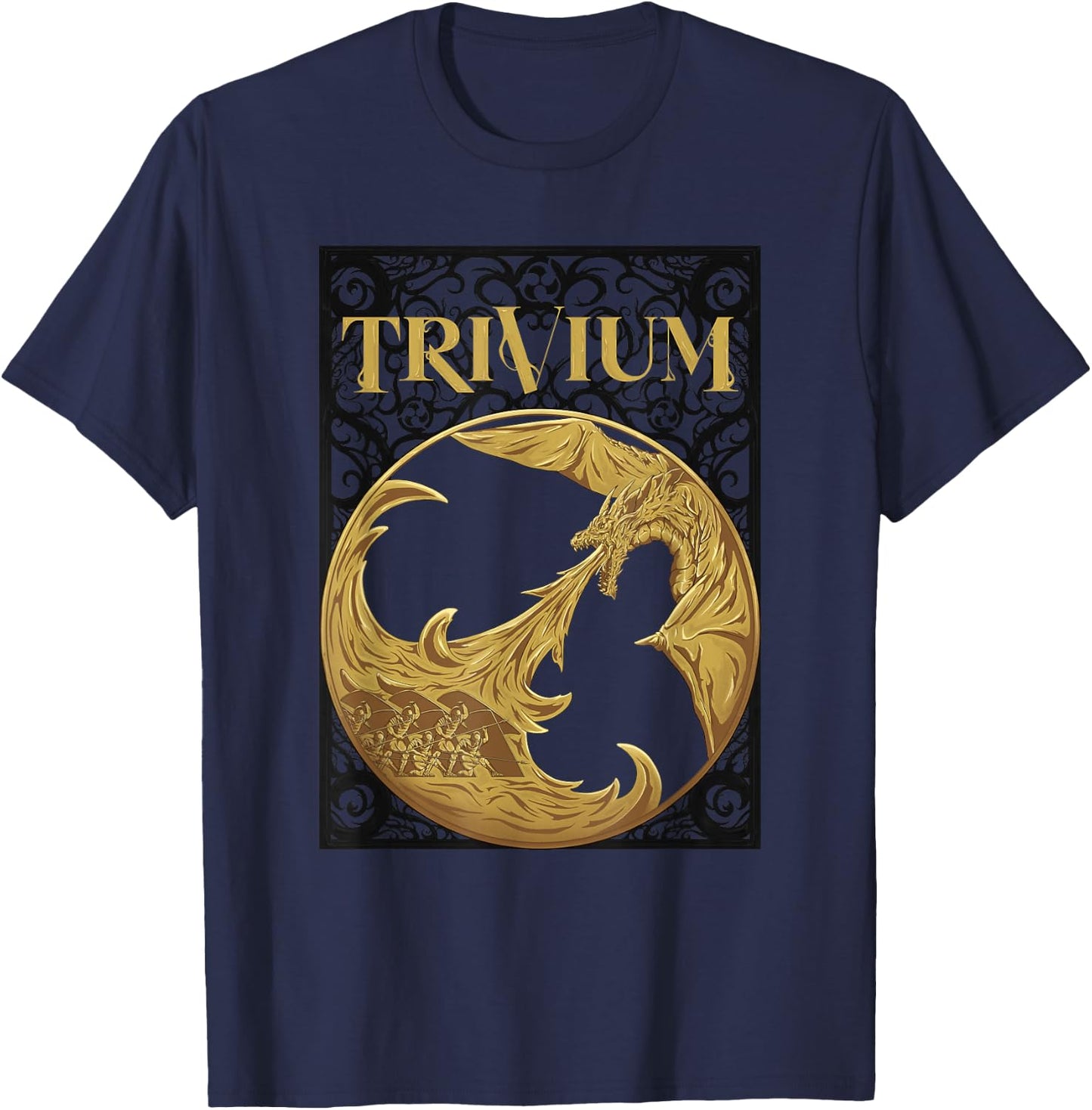 Trivium Gold Dragon T-Shirt - T-Shirt | Navy