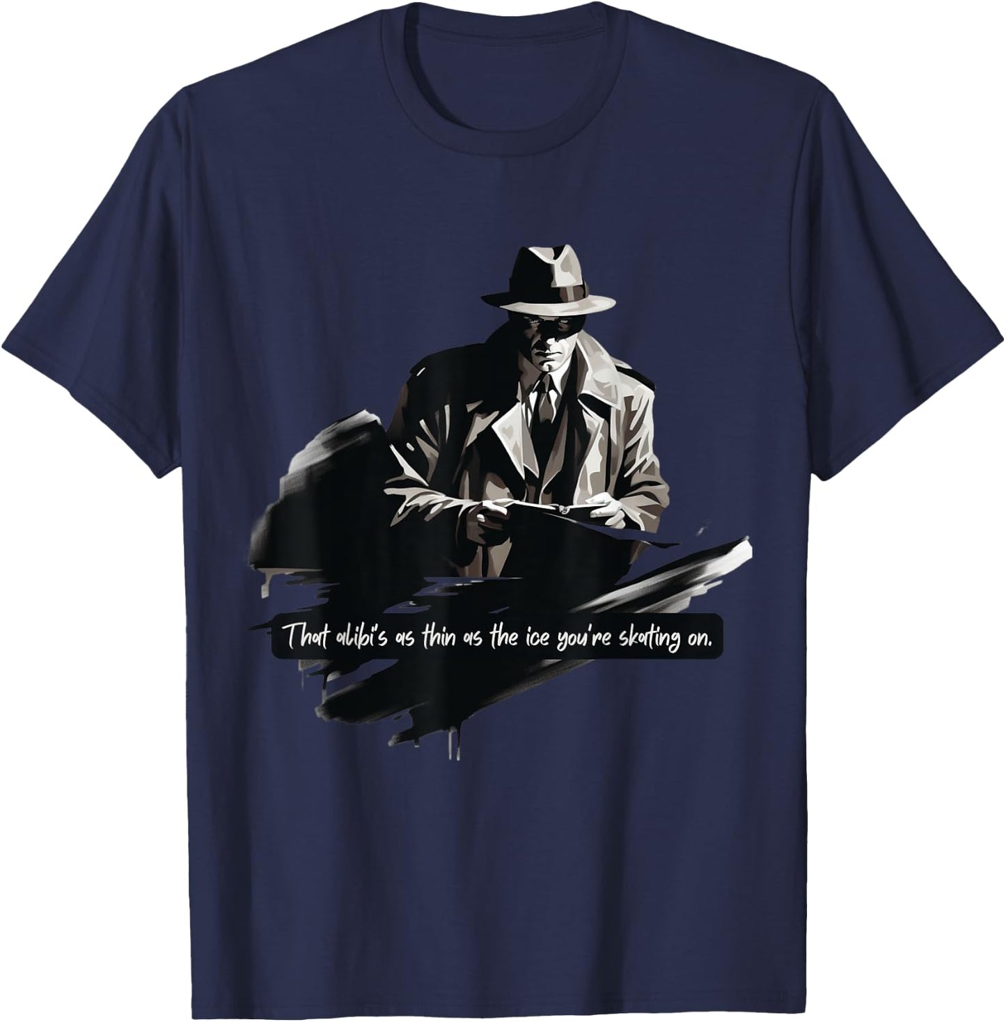 Film Noir Detective: Thin Ice Alibi T-Shirt - T-Shirt | Navy