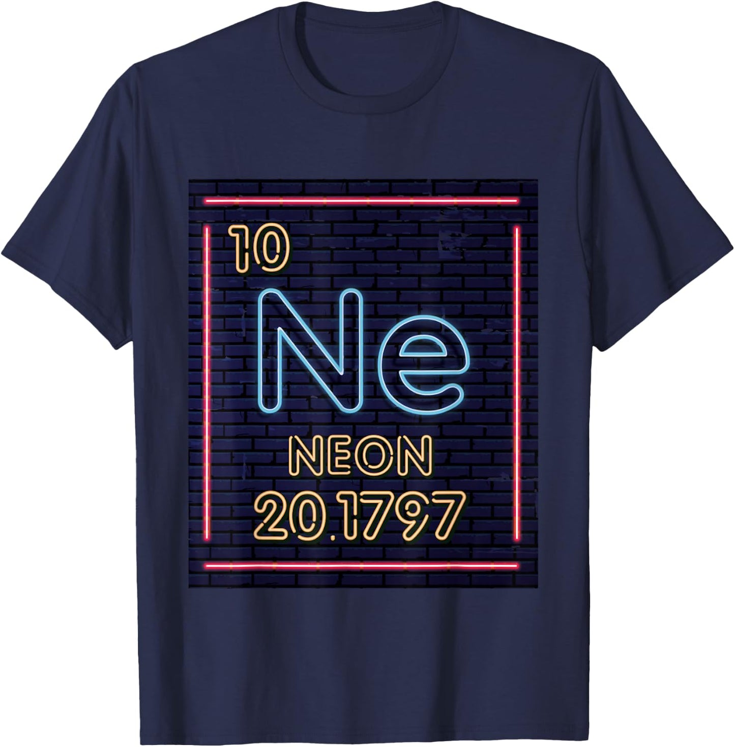 Neon Element Purple Periodic Table Chemistry Nerd Gift T-Shirt - T-Shirt | Navy