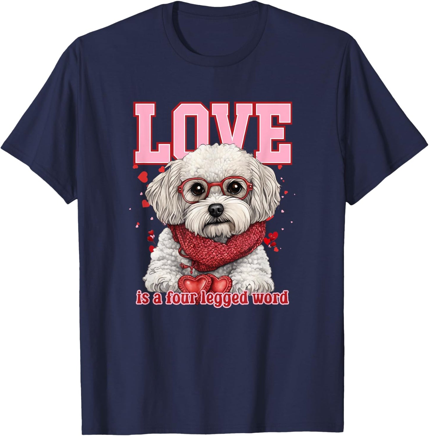 Cute Shichon ShihTzu Poodle Mix Fluffy Valentine Puppy T-Shirt - T-Shirt | Navy