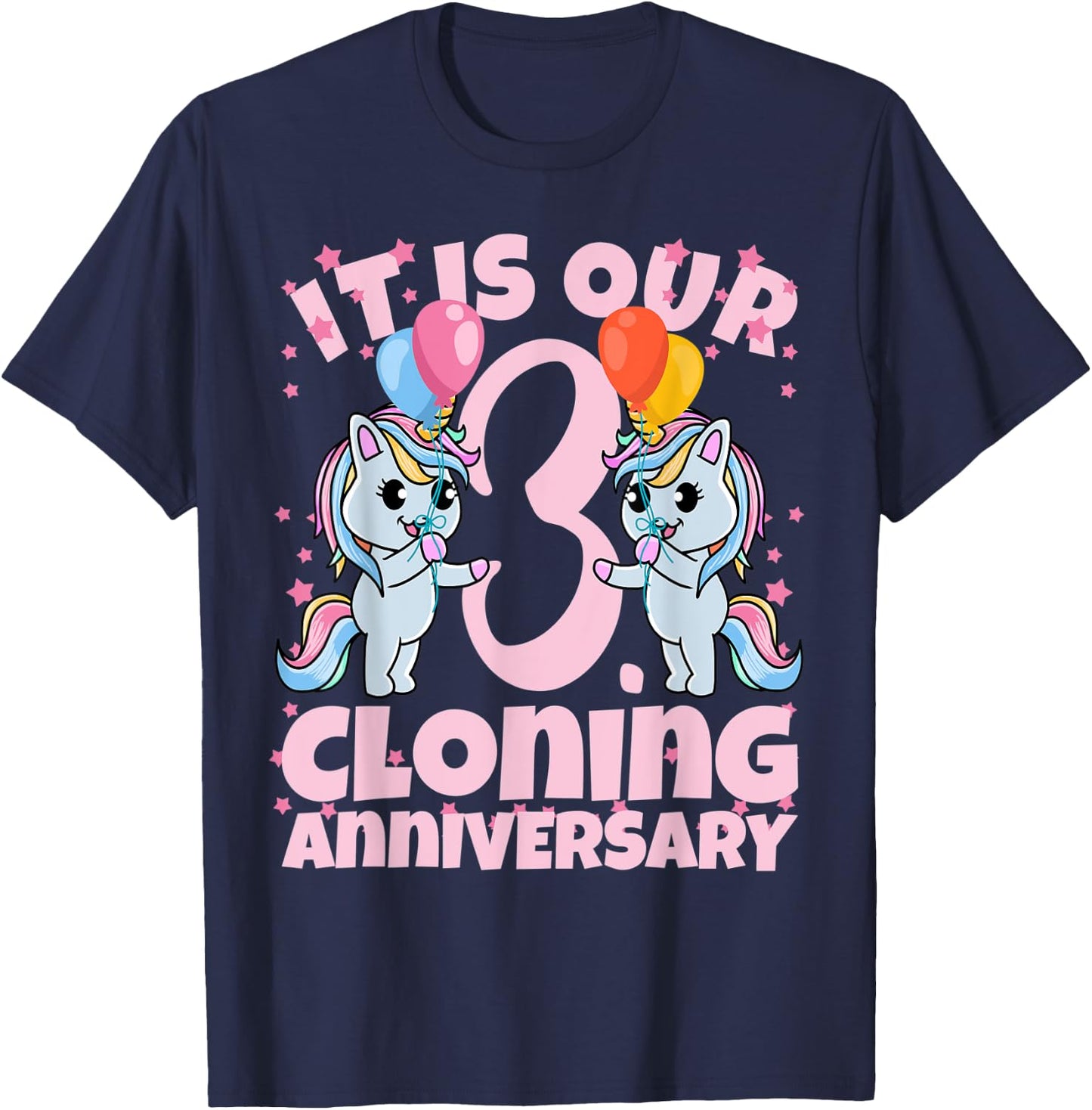 3rd Birthday Twins Girls Cloning Anniversary Sister Kids T-Shirt - T-Shirt | Navy