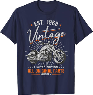 Est 1968 Vintage All Original Parts Motorcycle 55th Birthday T-Shirt - T-Shirt | Navy