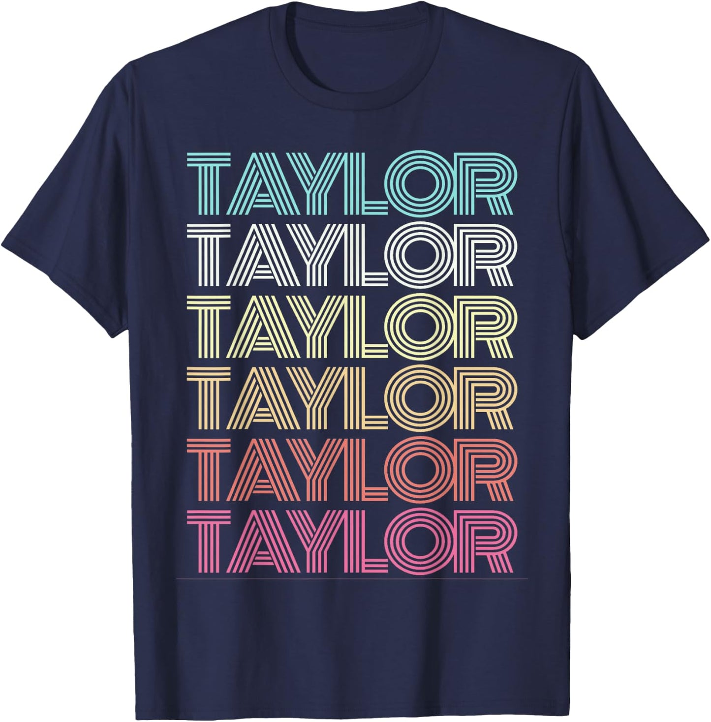 First Name Taylor Girl Boy Retro My Personalized Groovy 80's T-Shirt - T-Shirt | Navy