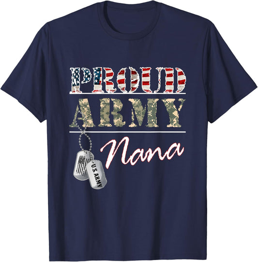 Proud Army Nana American Flag Veteran Military T-Shirt - T-Shirt | Navy