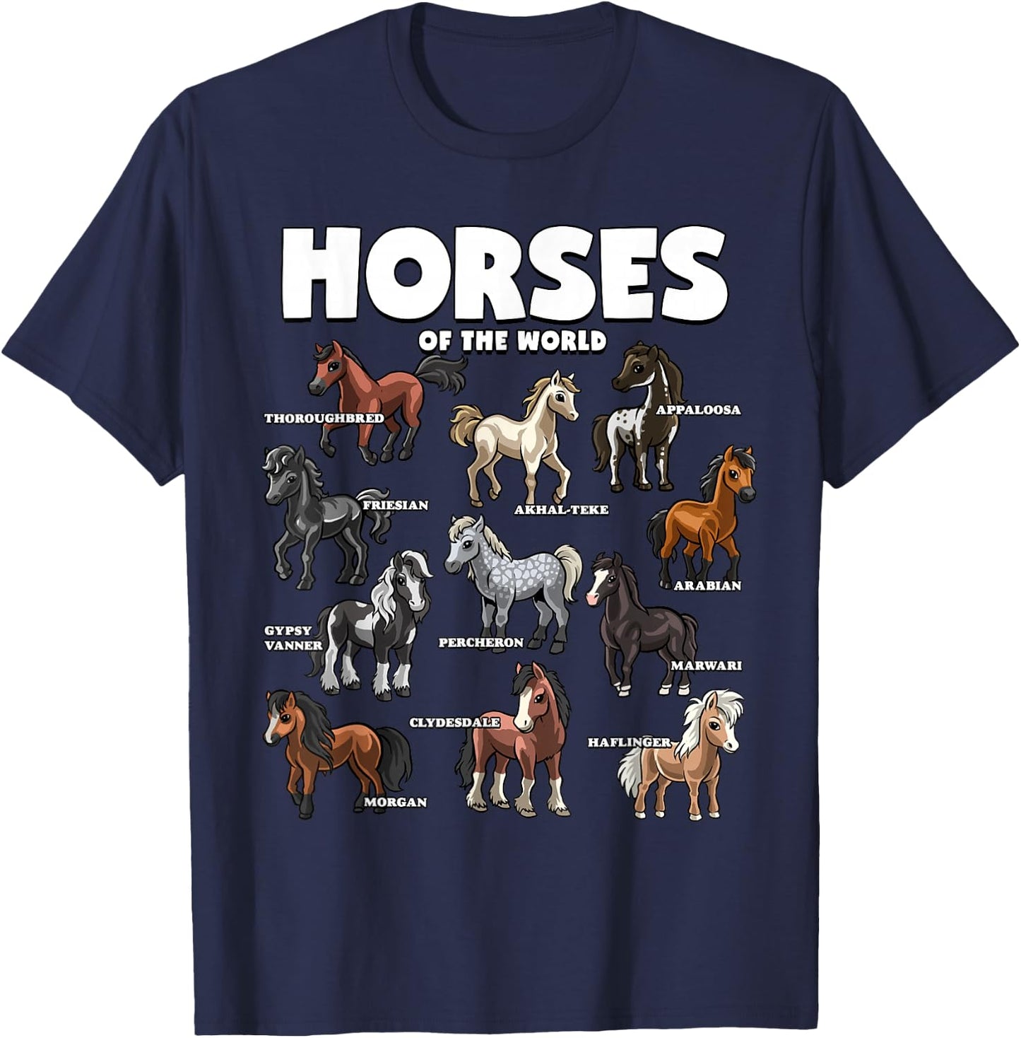 Horse Shirt Horses Animals of the World Horse Lover Cowboy T-Shirt - T-Shirt | Navy
