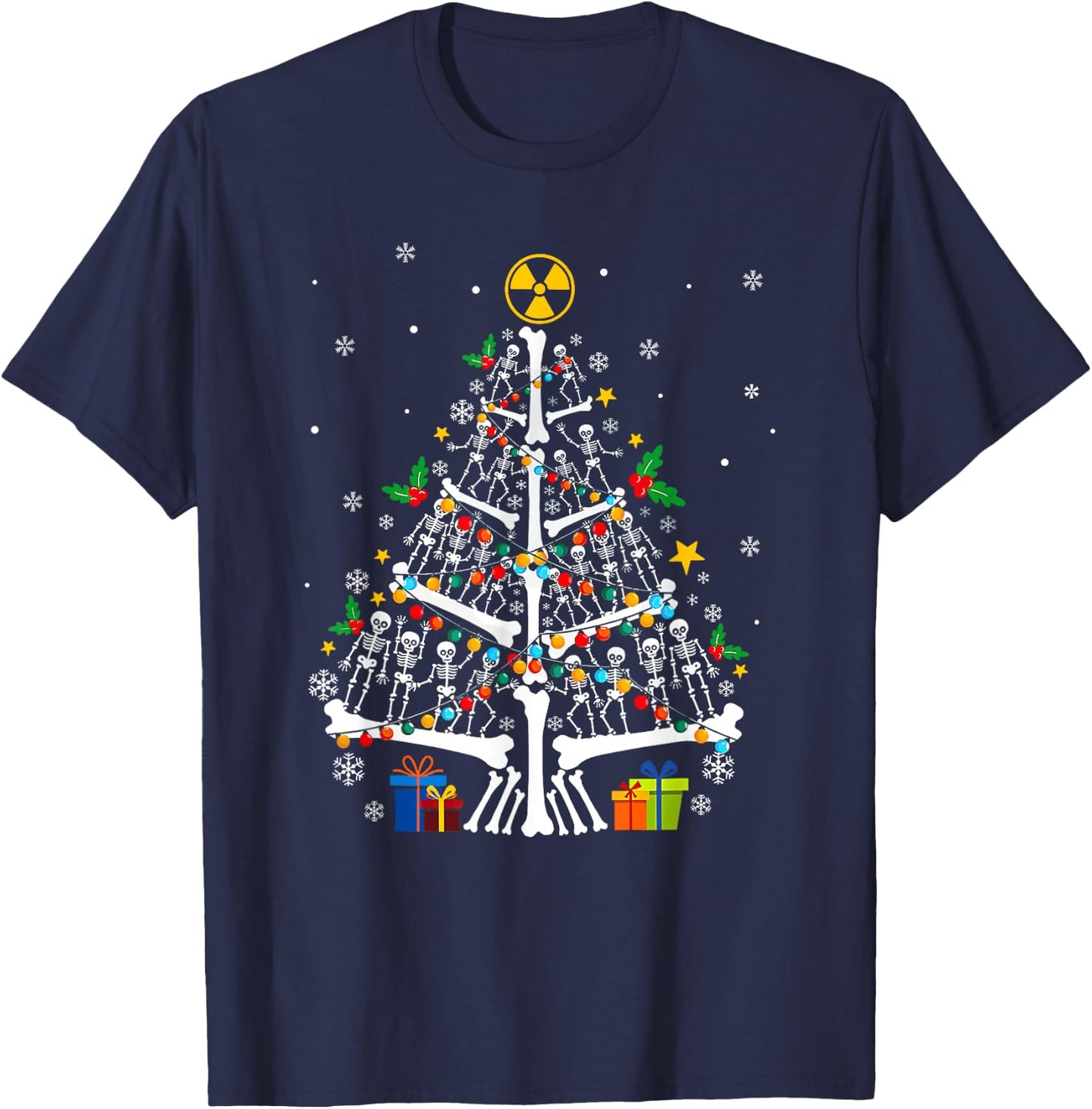 Radiology Christmas Skeleton Christmas Tree Xray Tech Radiol T-Shirt - T-Shirt | Navy