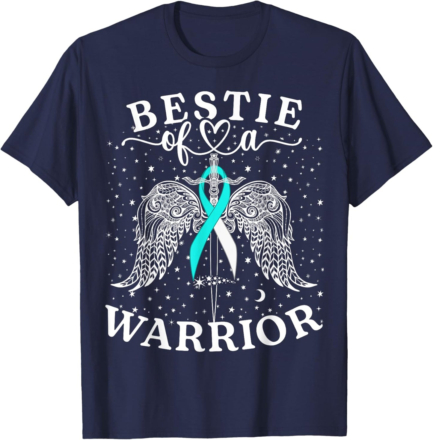 Bestie Of A Warrior Cervical Cancer Awareness Support Squad T-Shirt - T-Shirt | Navy