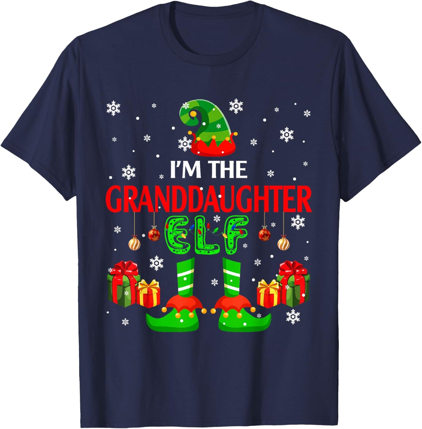 I'm The Granddaughter Elf Cute Xmas Elf Costume Funny Family T-Shirt - T-Shirt | Navy
