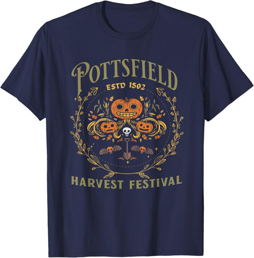 Pottsfield Harvest Festival Retro Vegetables - Black Halloween -Adults Short Sleeve - Small