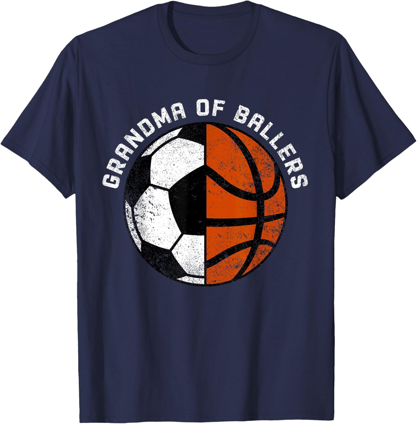 Grandma Of Ballers Funny Soccer Basketball Grandma T-Shirt - T-Shirt | Navy