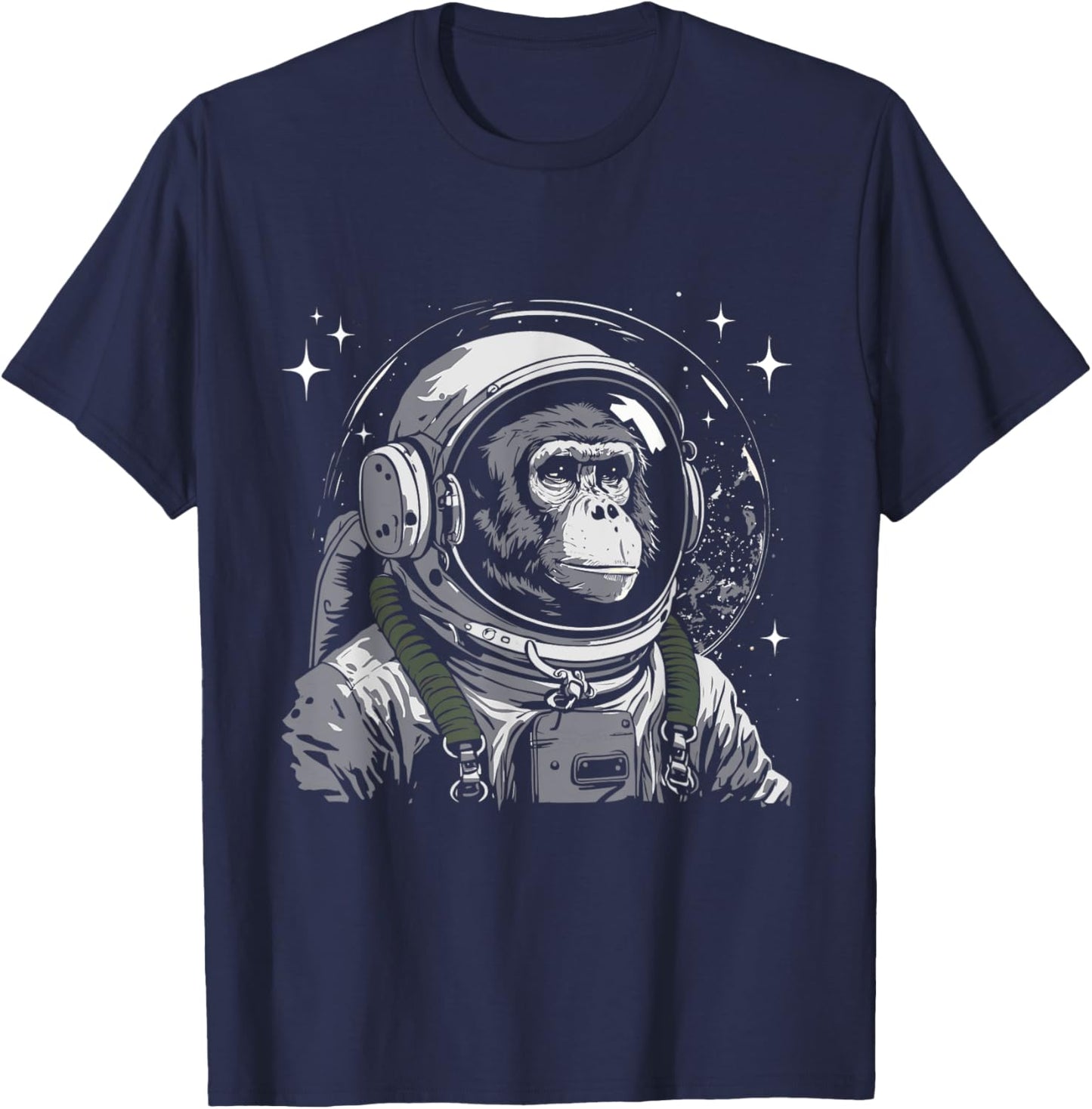 Vintage Astronaut Monkey - Primate Animal Lover Zookeeper T-Shirt - T-Shirt | Navy