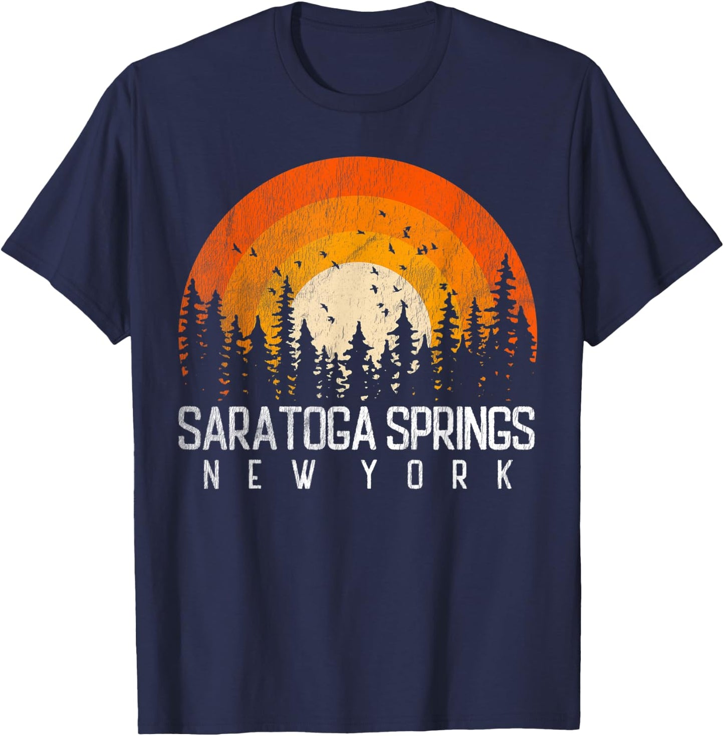 Saratoga Springs New York NY Shirt Retro Vintage 80s Gift T-Shirt - T-Shirt | Navy