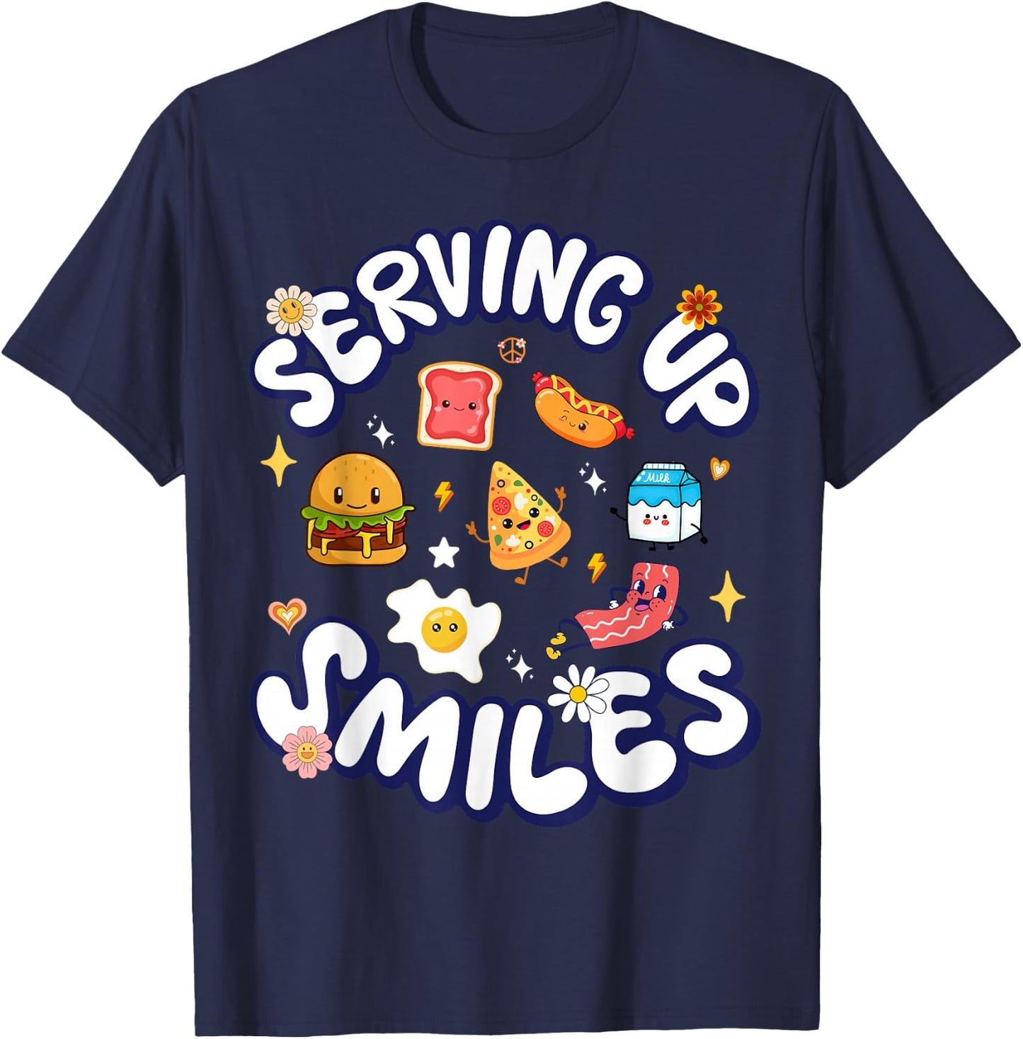 Cafeteria Worker Serving Up Smiles Lunch Lady Gifts Crew T-Shirt - T-Shirt | Navy