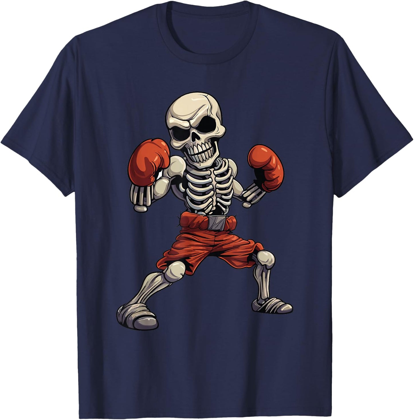 Kickboxing Skeleton Funny Kickboxer Boxing T-Shirt - T-Shirt | Navy