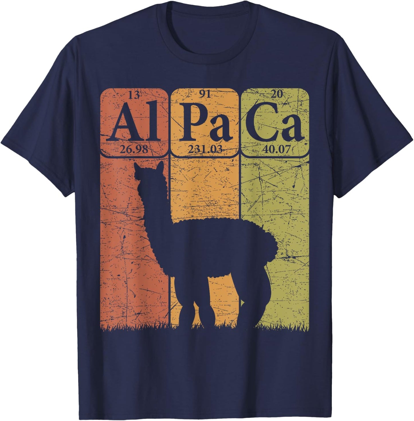 Alpaca Periodic Table Elements Llama Alpaca Vintage T-Shirt - T-Shirt | Navy